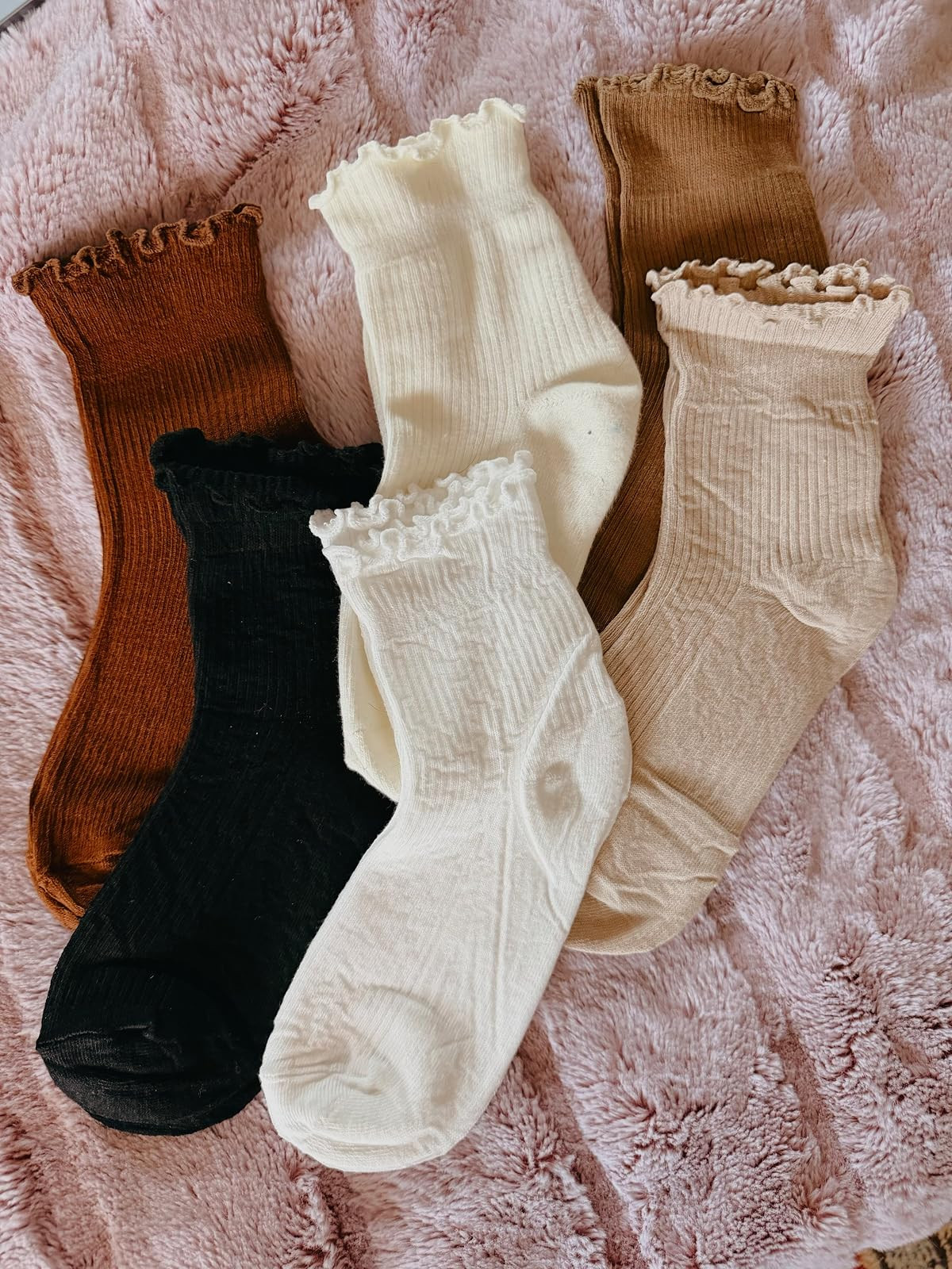 Hstyle 6 Pairs of Ruffle Socks Women, Cute Ruffle Ankle Socks | Amazon (US)