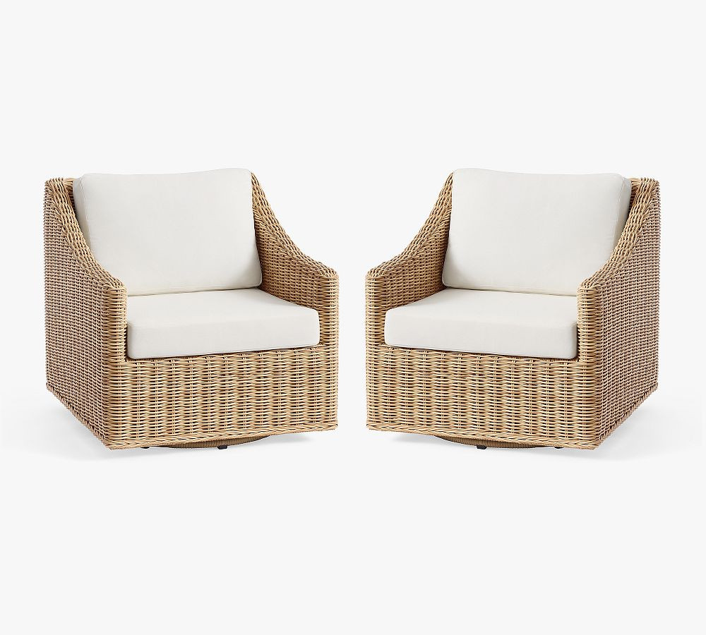 Huntington Slim Slope Arm Swivel Outdoor Lounge Chair | Pottery Barn (US)