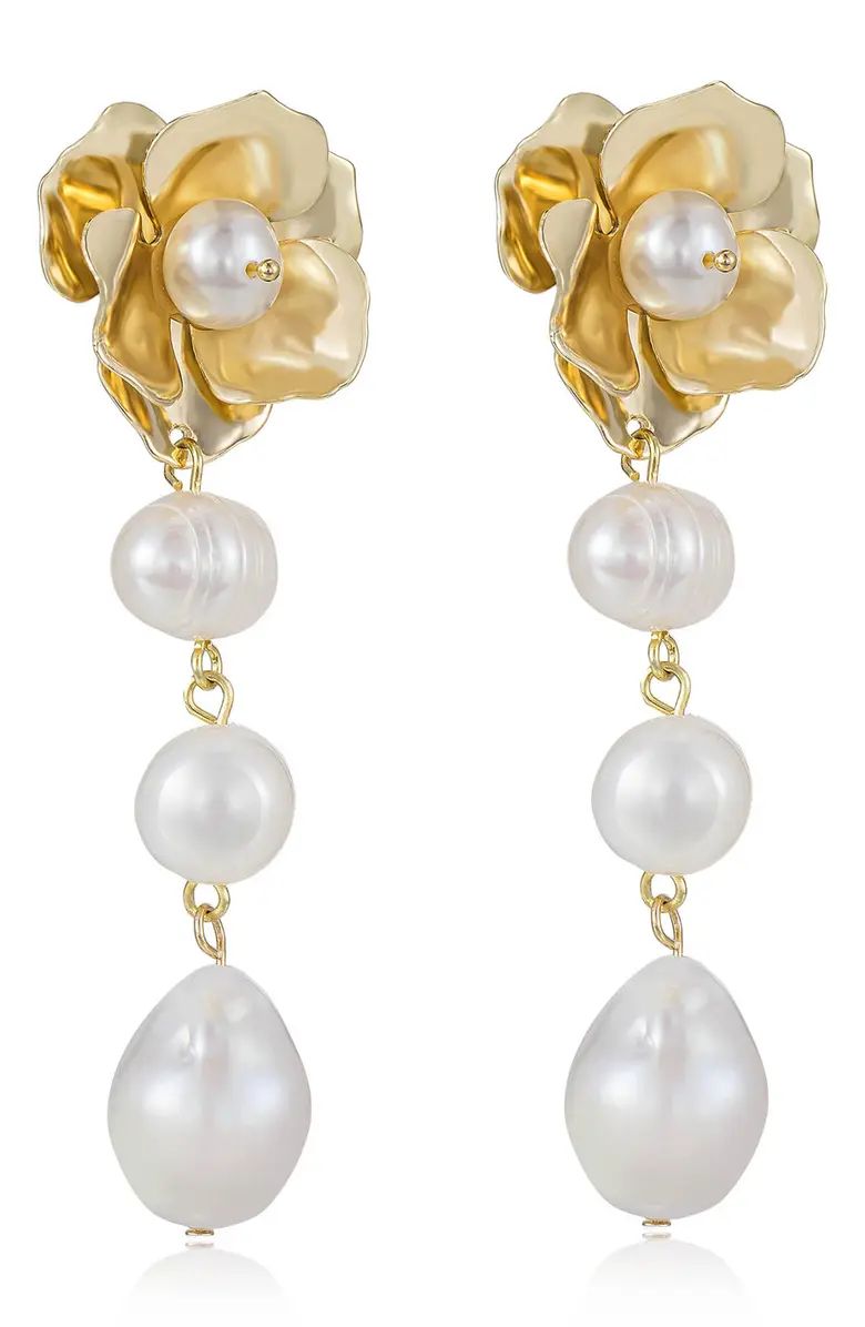 Cultured Freshwater Pearl Drop Floral Earrings | Nordstrom