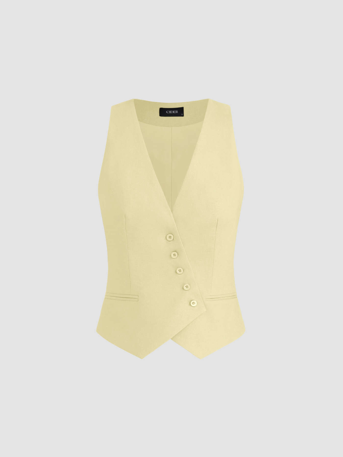 Women Linen Vest Weste Frauen Leinen Leinen-Mischung V-Ausschnitt Einfarbiges Knopfjacken-Weste F... | Cider
