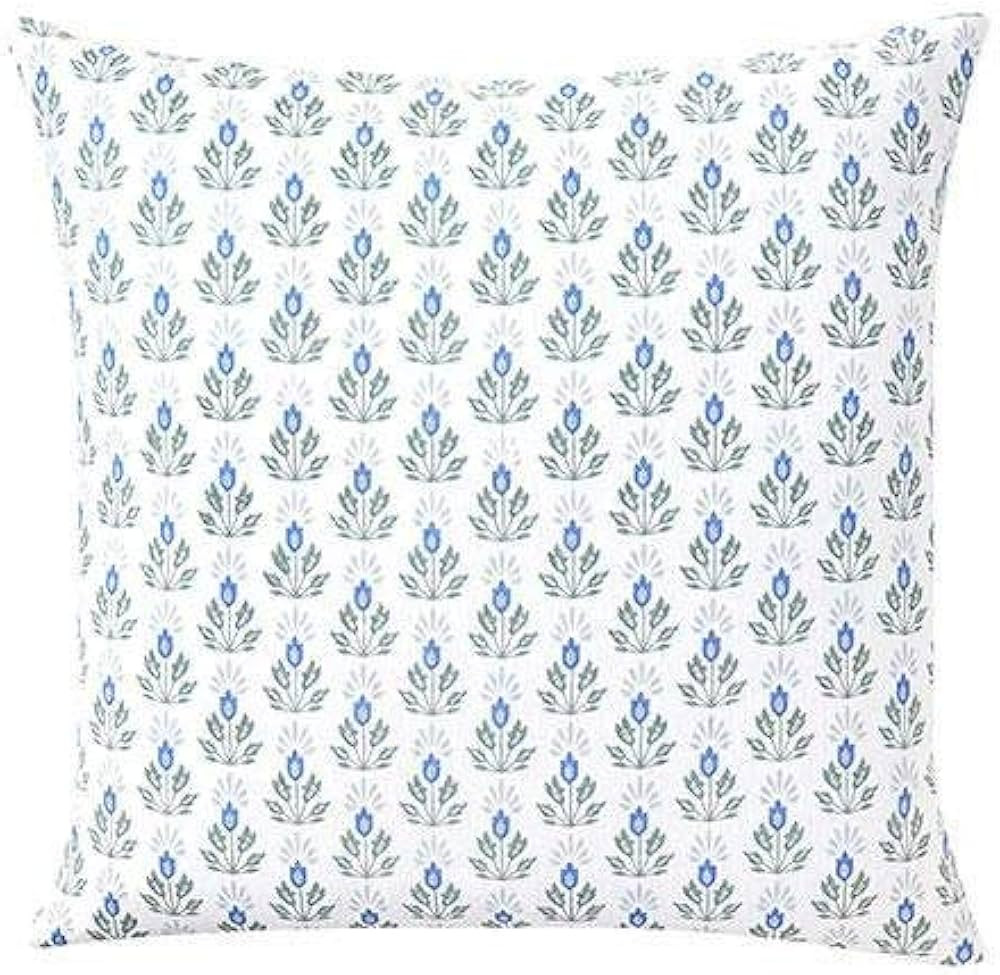 MangGou Blue Lotus Flower Pillow Cover Blue and White Flower Throw Pillow Floral Pillow High End Pil | Amazon (US)