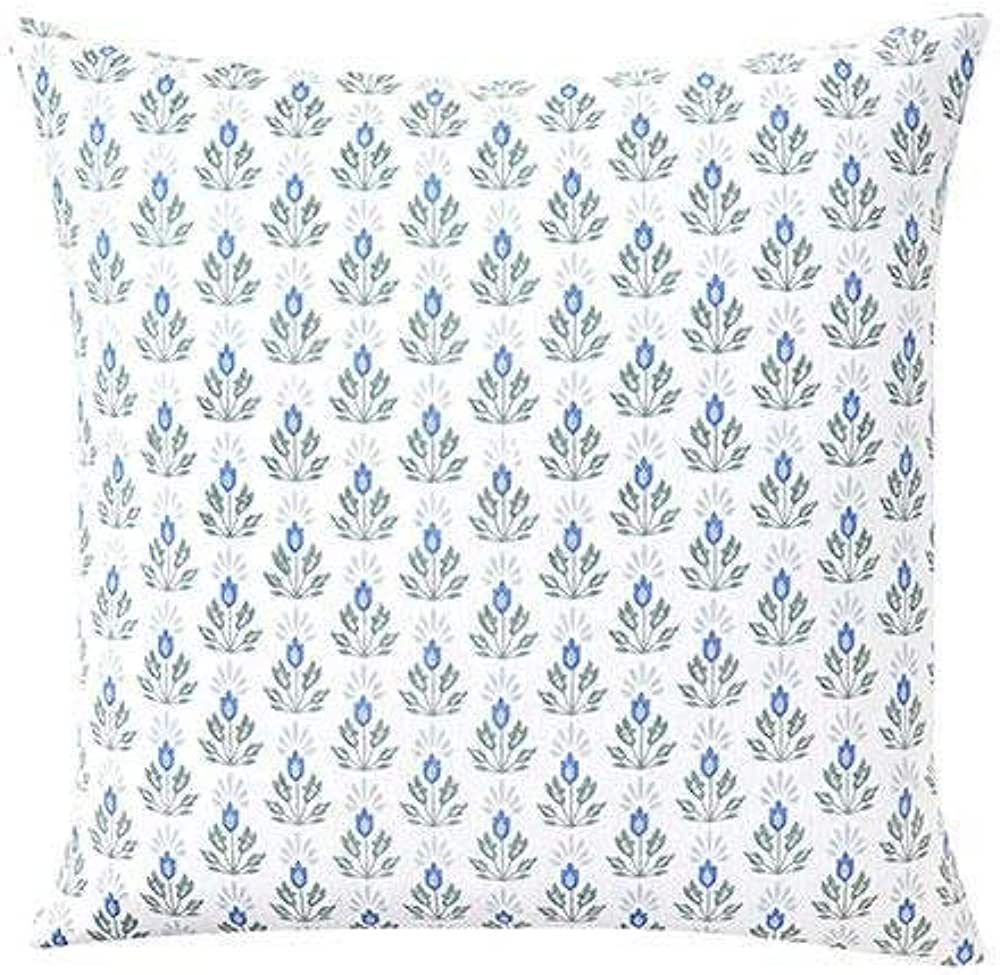 MangGou Blue Lotus Flower Pillow Cover Blue and White Flower Throw Pillow Floral Pillow High End Pil | Amazon (US)