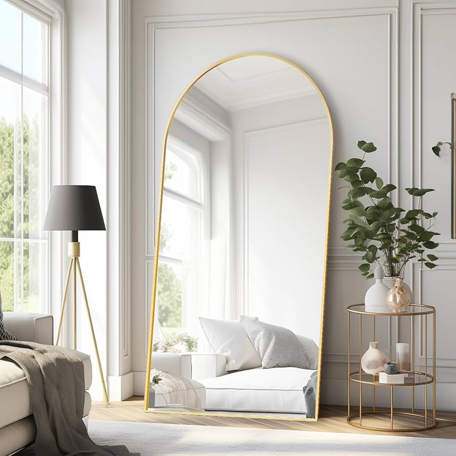 Dewfig Arched Full Length Mirror, 76"*34", Large Floor Mirror with Stand, Full Body Mirror Standi... | Amazon (US)
