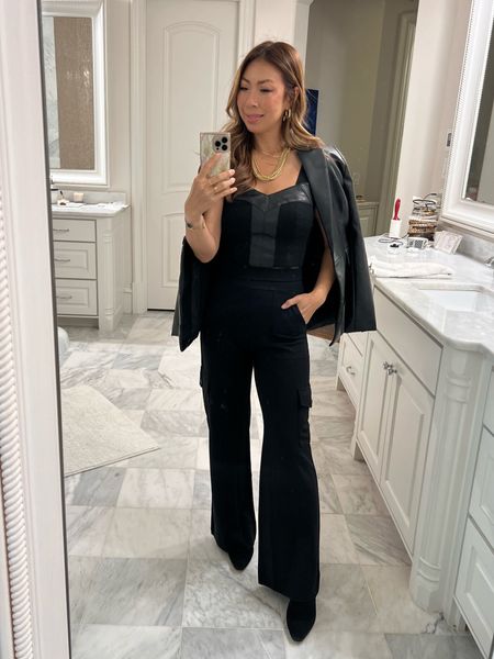Cabi vegan leather blazer, Jett bralette, & wide leg cargo pants (size XS in all) 🤎🖤 Great work or going out outfit  #styleofsam #cabiclothing 

#LTKover40 #LTKstyletip #LTKFind
