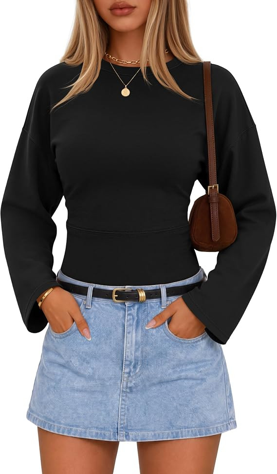 ZESICA Women's Long Sleeve Cinched Waist Tops Fall Business Casual Shirts | Amazon (US)