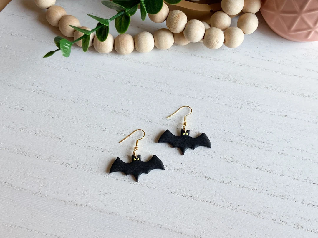 Halloween Bat Polymer Clay Earrings/bat Earrings/spooky Bat/halloween Jewelry/nickel Free - Etsy | Etsy (US)
