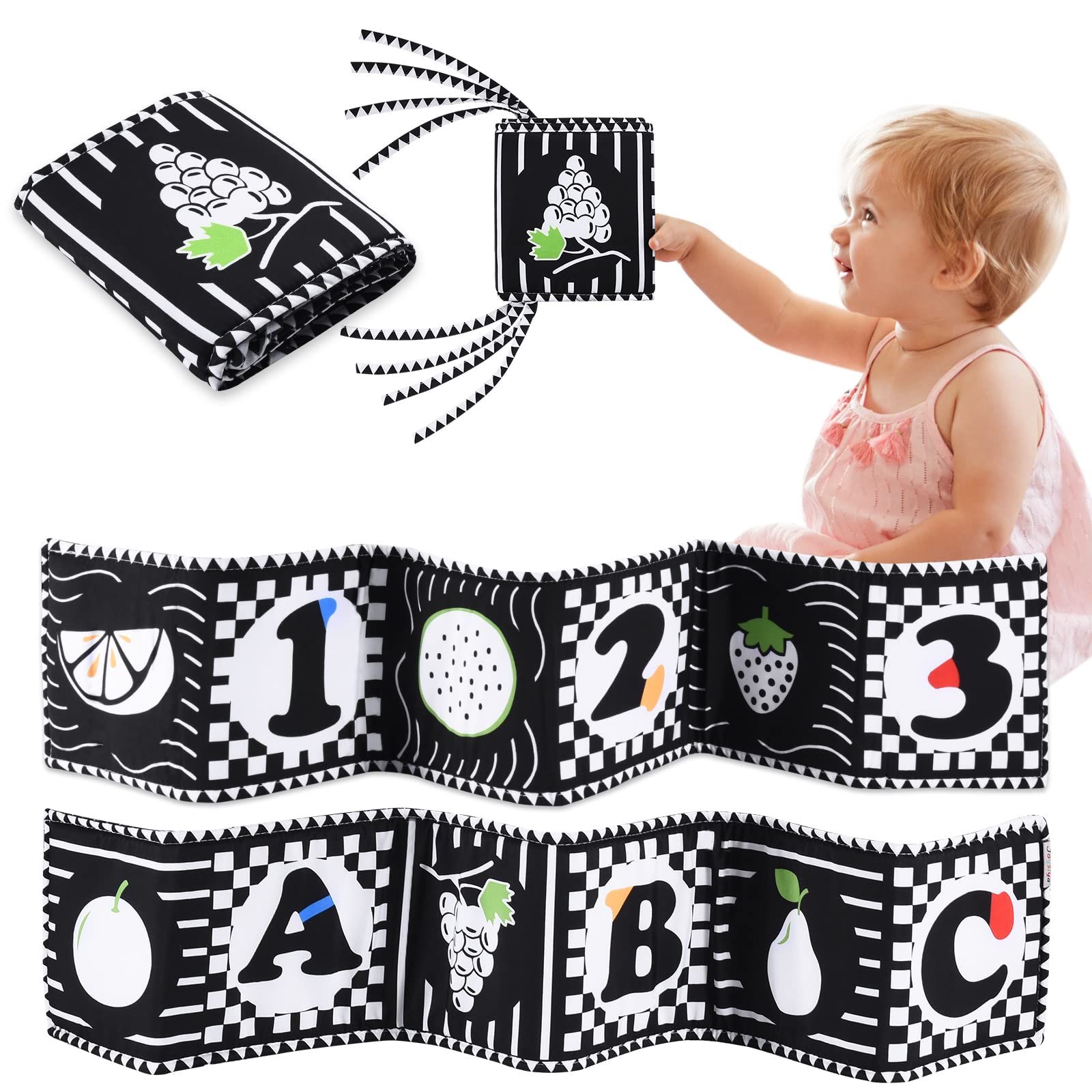 Black and White High Contrast Baby Toys Book - Folding Tummy Time Toys Newborn Toys 0-3 Months Brain | Amazon (US)