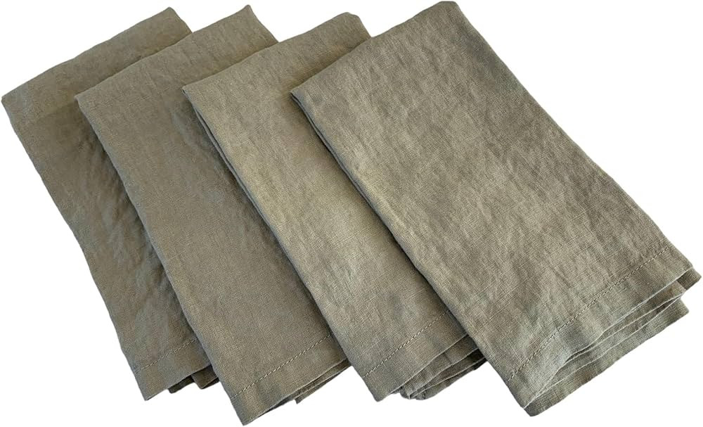 Eight Owls Linen Napkins –100% French Flax – Stonewashed Pure Linen Cloth Napkins - Size 18 I... | Amazon (US)