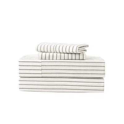 MooMee Striped Sheet Set 100% Washed Cotton Linen Like Textured Breathable Lightweight | Wayfair North America