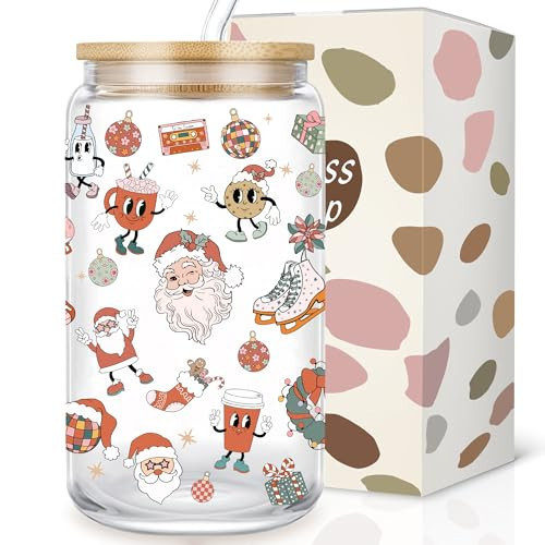 Santa Claus Christmas Tree Snowman Drinking Cups, Christmas Cups with Lids and Straws, 16 oz Cute Christmas Iced Coffee Glasses, Christmas Tumbler Mug, Christmas Cups Gifts for Women Friends Sister | Amazon (US)