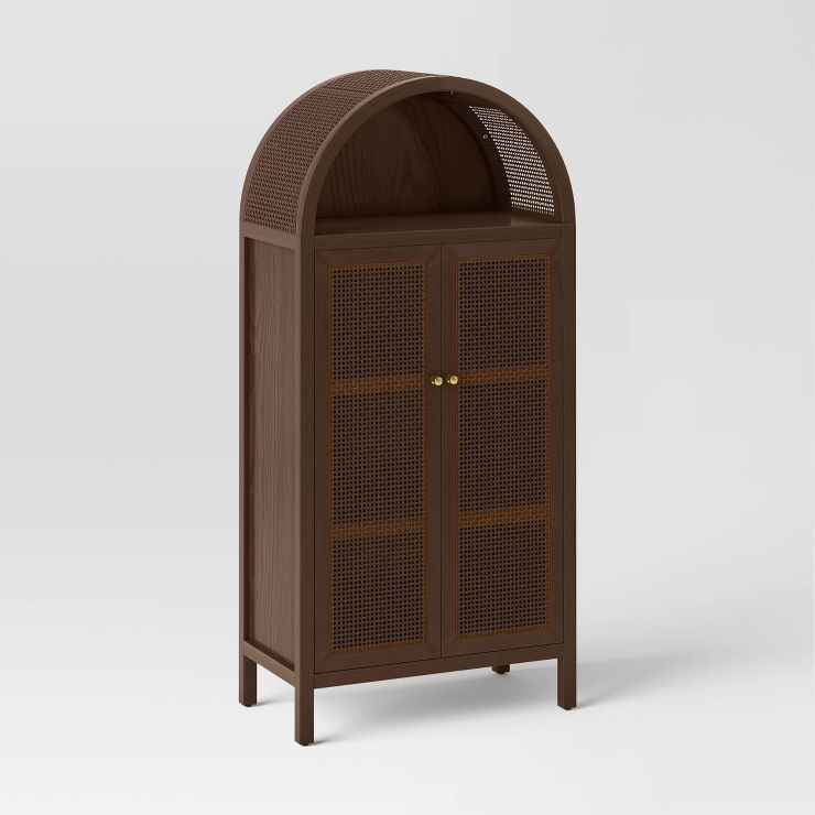 Woven Arched Wood Cabinet Brown - Threshold™ | Target