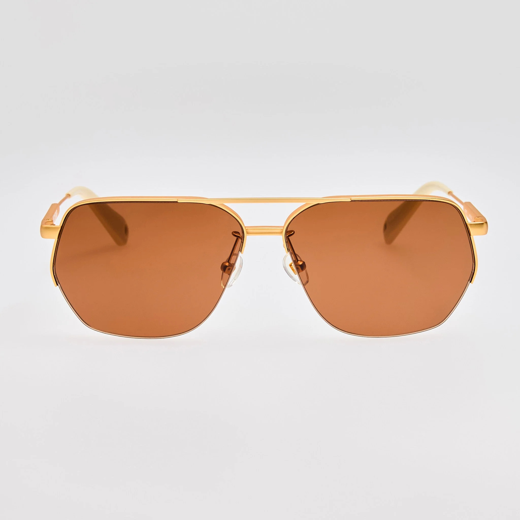 Aviador Sunglasses in Matt Gold and Brown | Linda Farrow