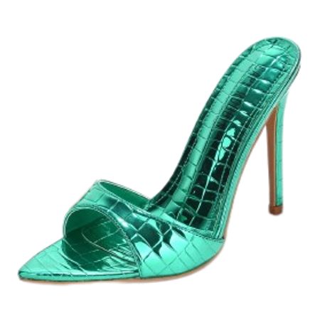 Cape Robbin Everything Green Metallic Pointy Toe Slip On Stiletto Heeled Sandals (Green Metallic 6.5 | Walmart (US)
