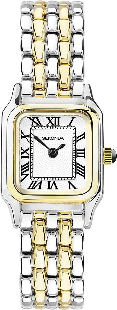 Sekonda Monica Ladies 20mm Quartz Watch in White with Analogue Display, and Two Tone Alloy Strap | Amazon (US)