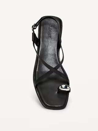 Faux Leather Strappy Toe Ring Sandals | Old Navy (US)