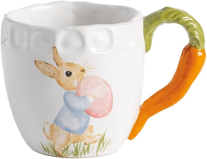 Mud Pie Stoneware Easter Bunny Mug with Figural Carrot Handle | Amazon (US)