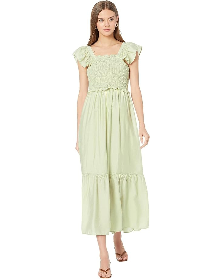 MOON RIVER Flutter Sleeve Smocked Midi Dress | Zappos