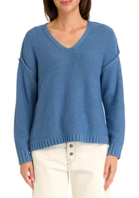Wonderly Women's Essential V-Neck Sweater, Blue, Small | Belk