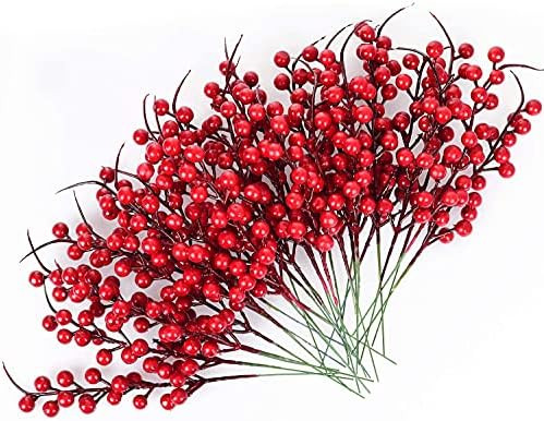 UWIOFF 30 Pack Red Berry Stems, Artificial Holly Berries for Christmas Tree Picks Decorations Flo... | Amazon (US)