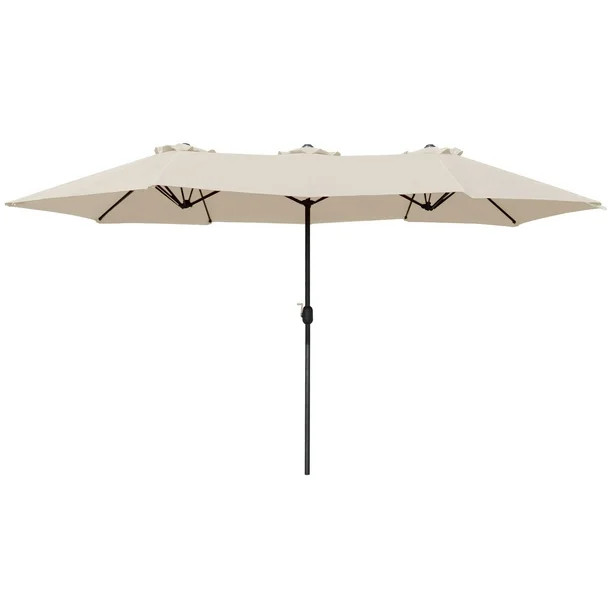 Walnew 15 Ft Beige Patio Double Sided Outdoor Twin Table Umbrella Rectangular Large Market Umbrel... | Walmart (US)