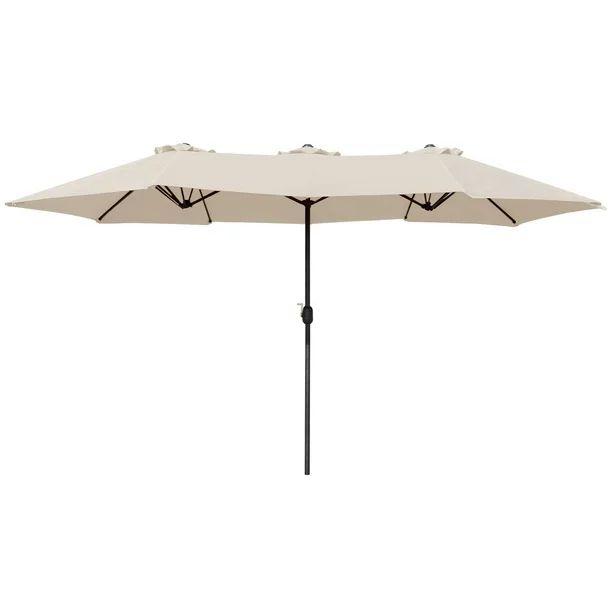 Walnew 15 Ft Beige Patio Double Sided Outdoor Twin Table Umbrella Rectangular Large Market Umbrel... | Walmart (US)