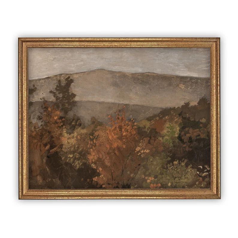 Vintage Framed Canvas Art // Framed Vintage Print // Vintage Oil Painting // Fall Autumn Landscap... | Etsy (US)