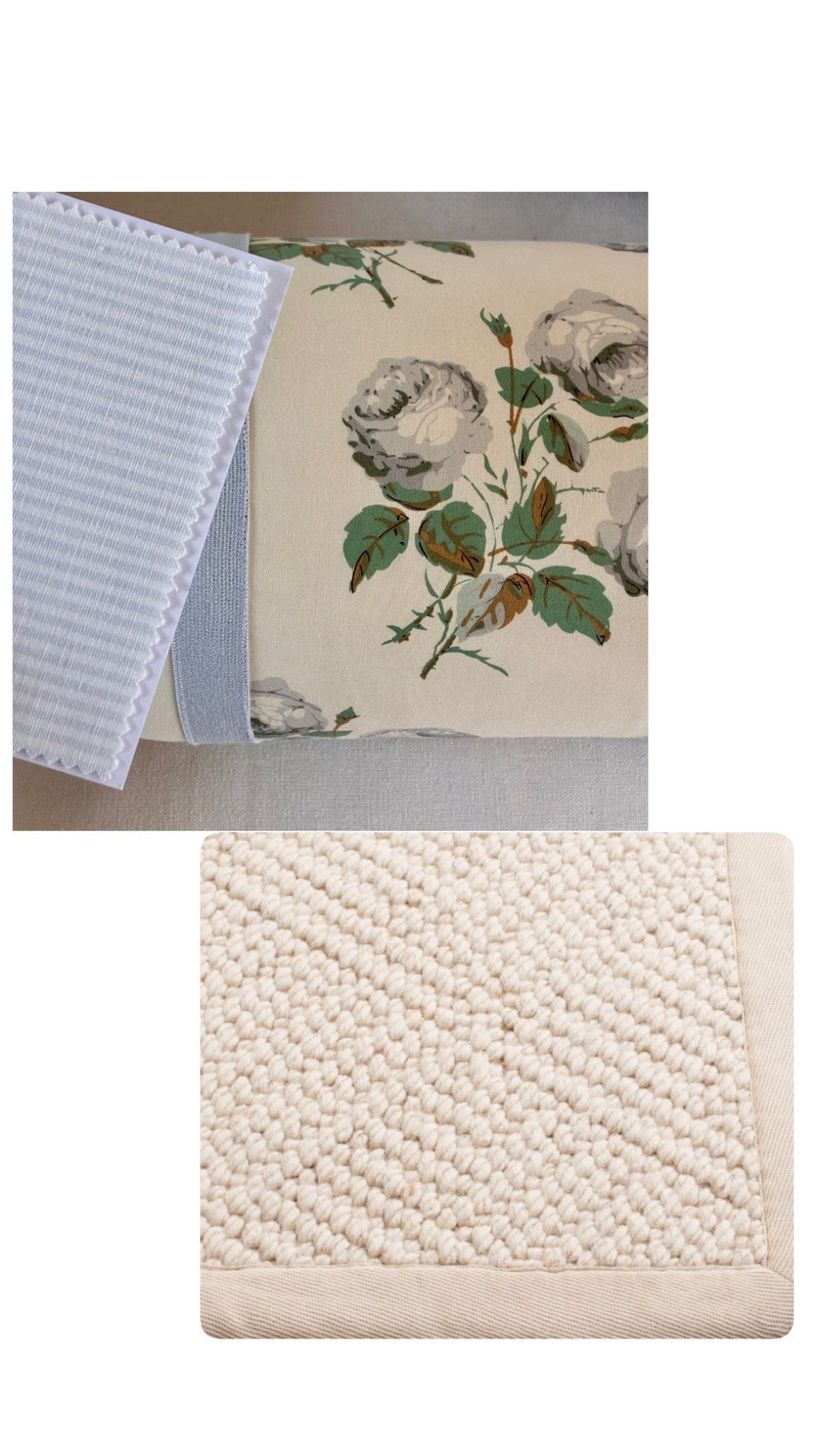 This pinstripe fabric and rug are both currently in my cart for the primary bedroom at the new house! The pinstripe fabric is in the color sky!