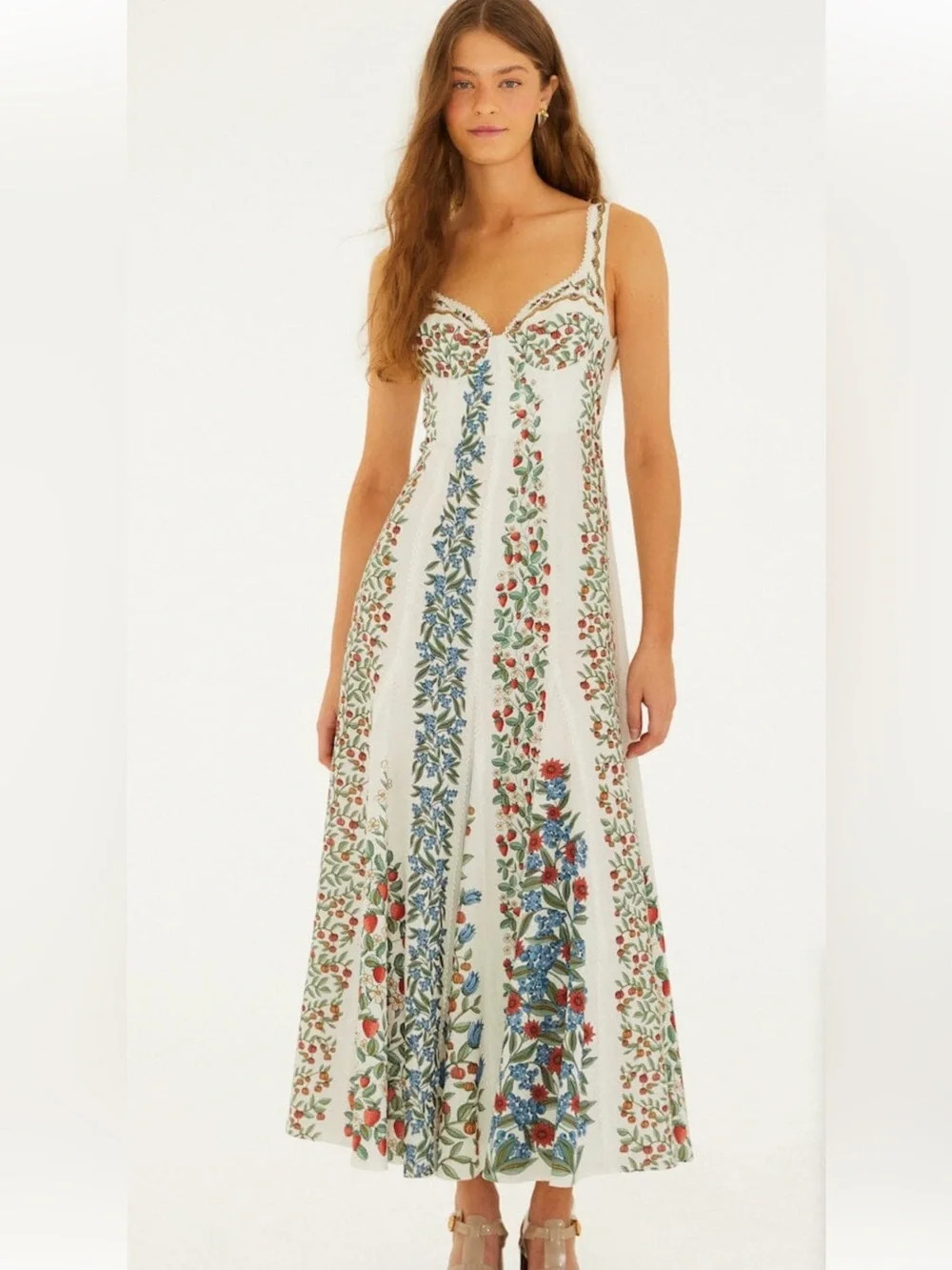 FARM Rio Off-White Fruit Beauty Maxi Dress , Linen Blend NWT | Poshmark