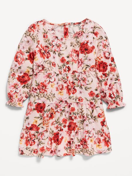 Matching Long-Sleeve Floral-Print Tiered Dress for Toddler Girls | Old Navy (US)