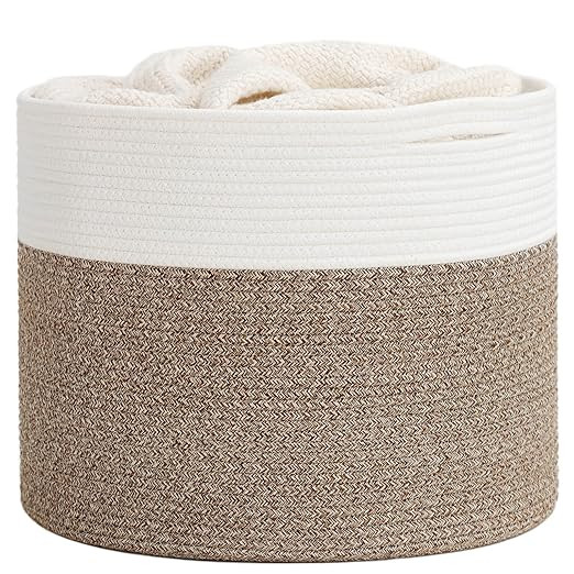 Goodpick Large Cotton Rope Basket 15.8"x15.8"x13.8"-Baby Laundry Basket Woven Blanket Basket Nurs... | Amazon (US)