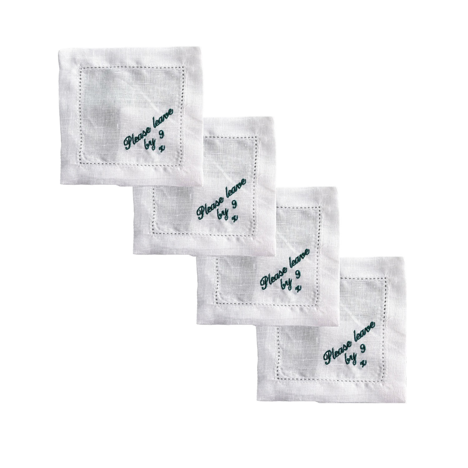 Please Leave By Nine Green Cocktail Napkins | Wolf & Badger