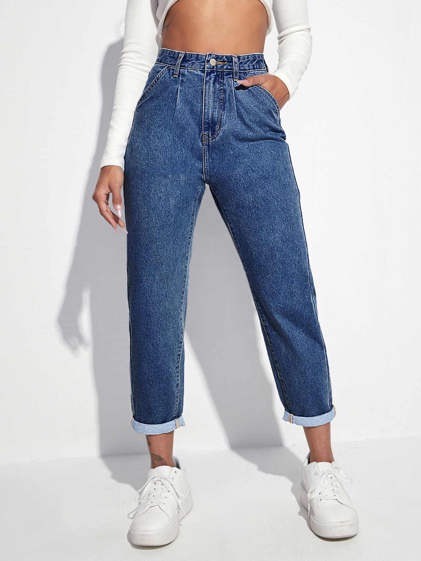 SHEIN EZwear High Waisted Mom Fit Jeans | SHEIN