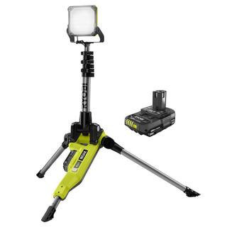 ONE+ 18V Cordless Hybrid LED Tripod Stand Light with 2.0 Ah Battery | The Home Depot