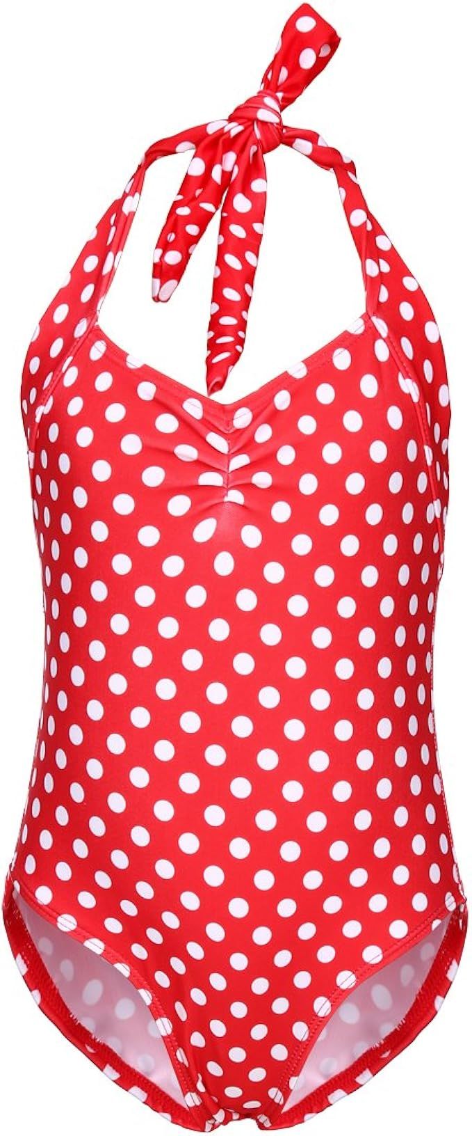 ONE'S Fashion Baby Toddler Girls White Polka Dot Piece Bikini Swimsuit | Amazon (US)