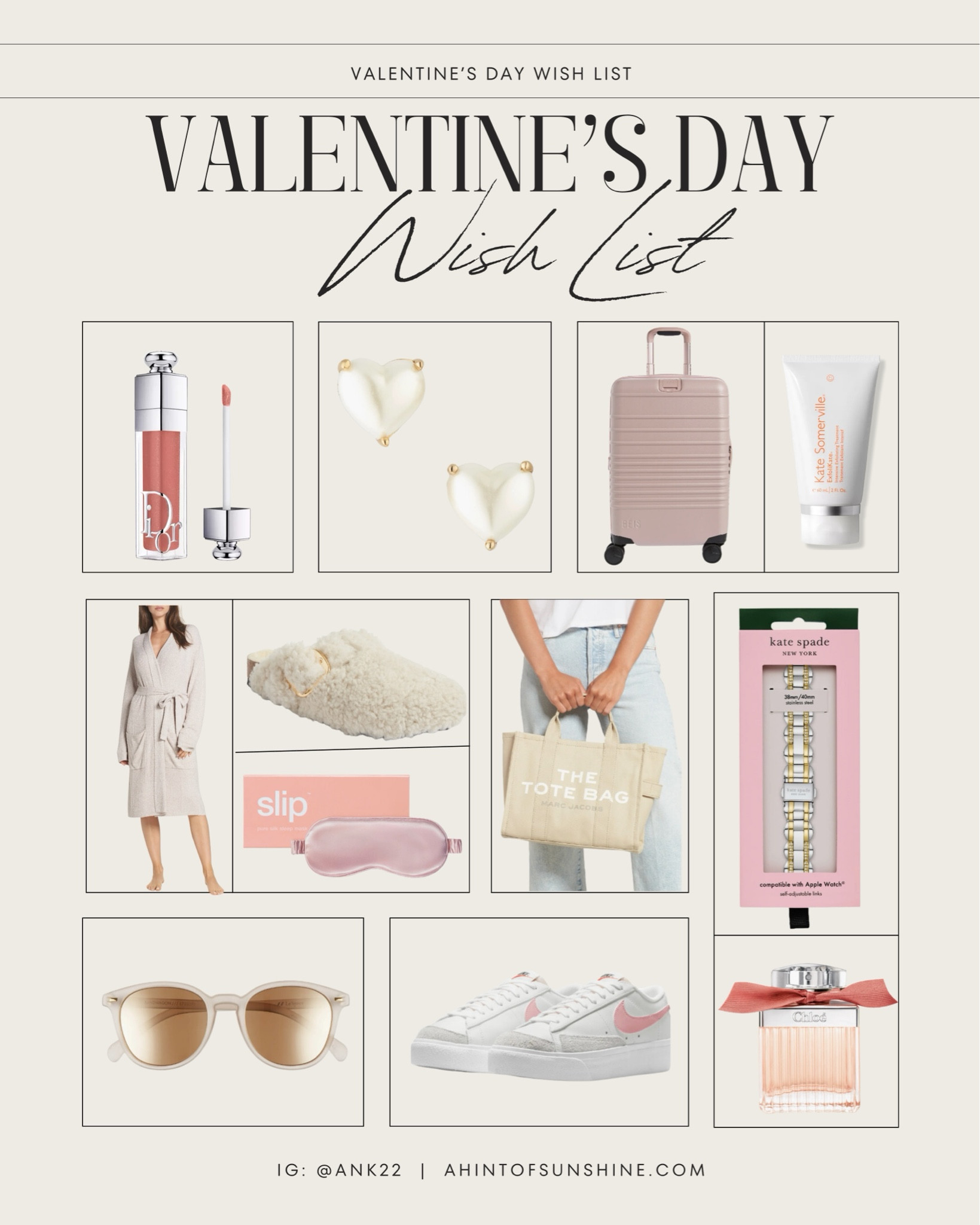From lip gloss to luggage and the coziest robe, this Valentine’s Day gift guide has it all! Send it to your Valentine to start shopping! 🩷