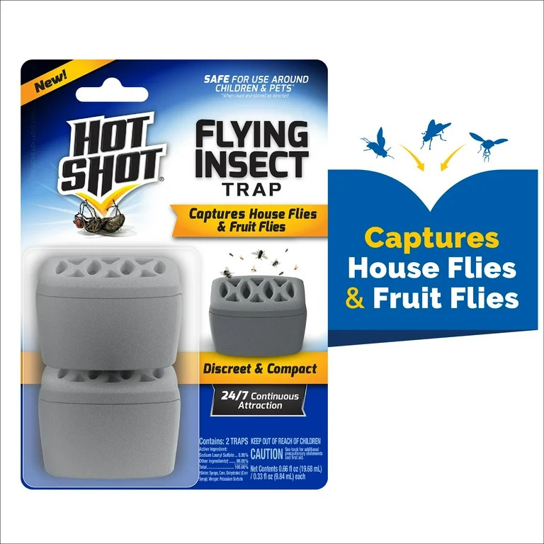 Hot Shot Flying Insect Trap, Captures House Flies And Fruit Flies, 2 Count | Walmart (US)