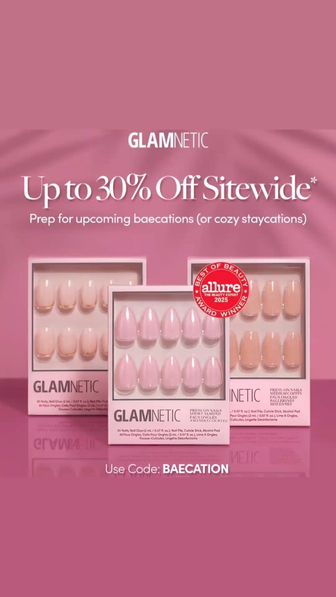 These Glamnetic press-ons are a staple in my routine 💗💅

They give salon results at home and actually stay on 🙌

Plus, you can save up to 30% with code BAECATION ✨

Shop my favorites below!

#LTKBeauty #LTKSaleAlert #LTKselfcare