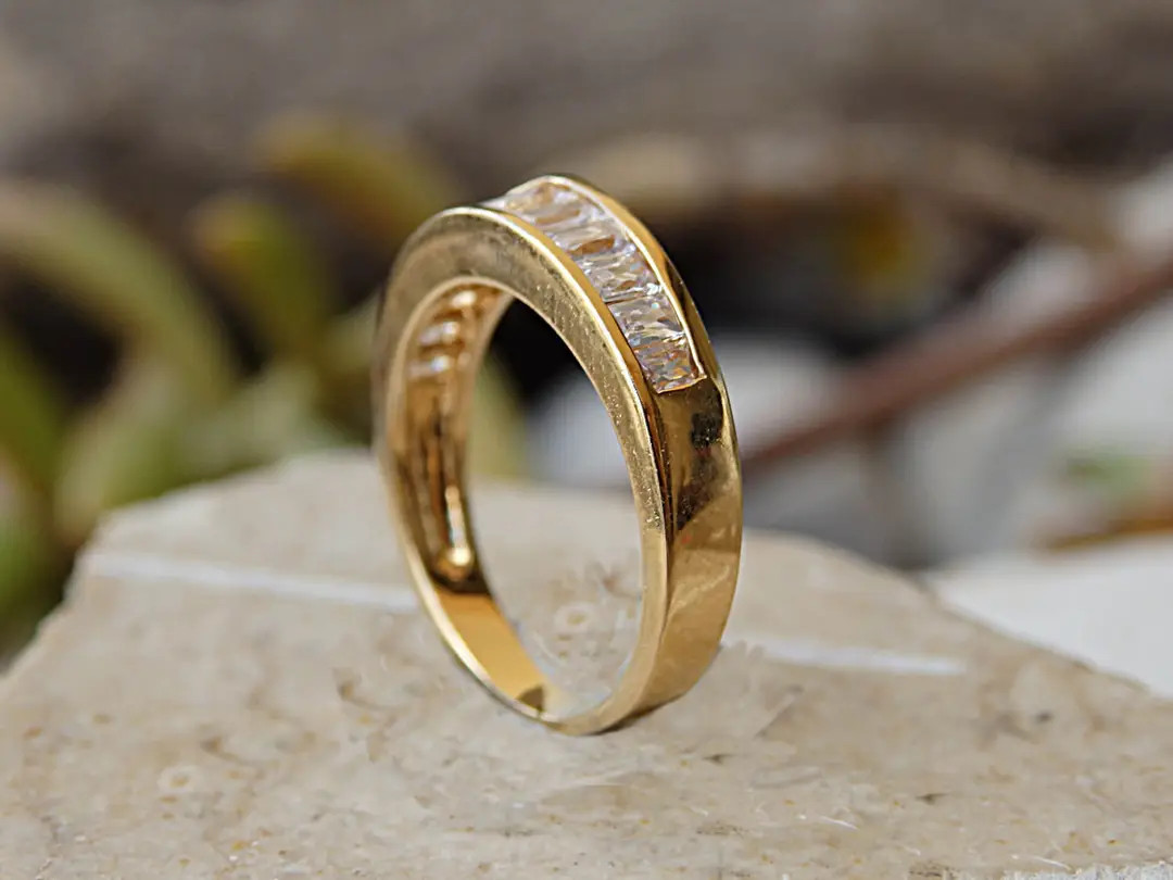 Pave Ring, Half Eternity Band Ring, Clear Cubic Zirconia Ring, Women's Engagement Ring, Cz Ring, ... | Etsy (US)