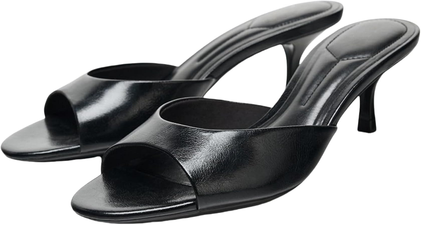 UFEDO FEDO Womens Kitten Heels Mules Sandals Round Open Toe Slip On Low Slide Heeled Sandals | Amazon (US)