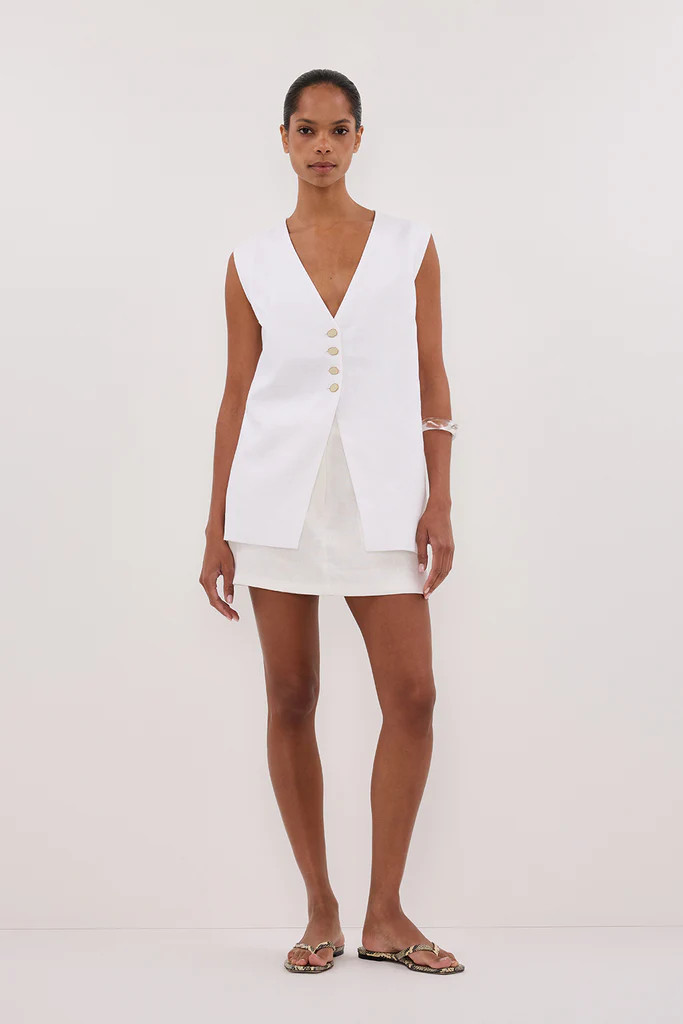 EVA OFF WHITE LINEN SKORT | DISSH