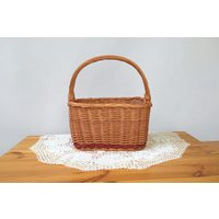 Wicker Picnic Basket, Hand Made Basket With One Handle, Camping Market Willow | Etsy (US)