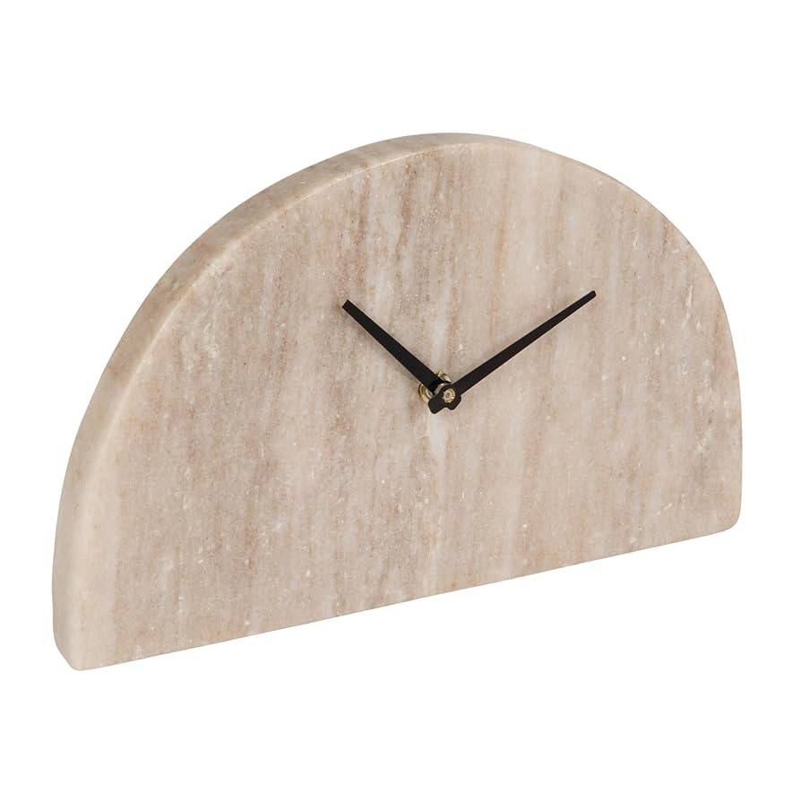 Bloomingville Decorative Half Moon Marble Mantel Clock, Beige and Black | Amazon (US)