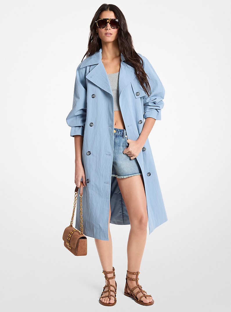 Oversized Washed Cotton and Nylon Trench Coat | Michael Kors US