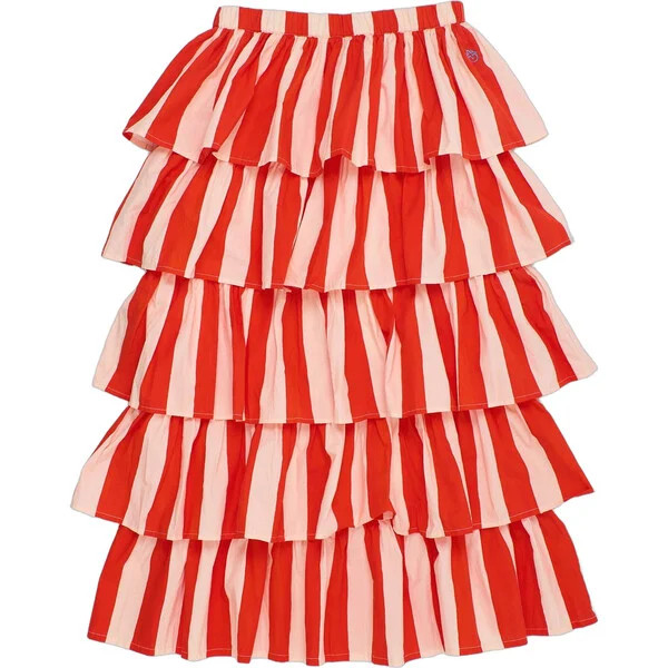 Women's Watermelon Stripes Skirt, White & Red | Maisonette