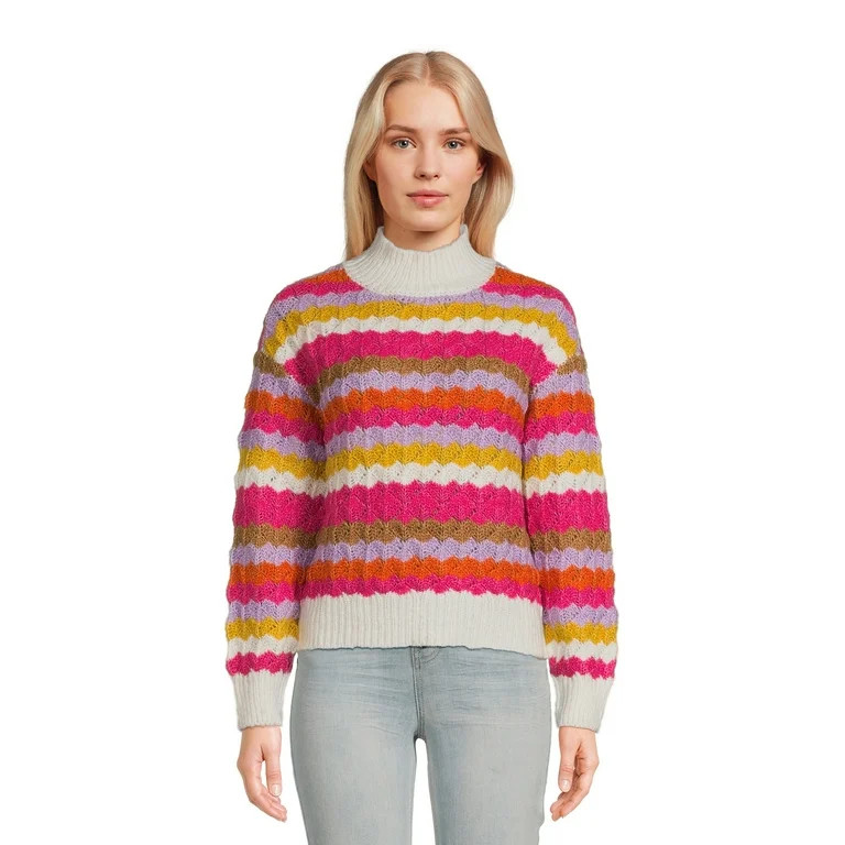 99 Jane Street Women's Mock Neck Pullover Sweater with Long Sleeves, Midweight, Sizes XS-XXXL | Walmart (US)