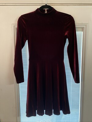 American Apparel 90s Wine Red Open Back Velvet Gothic Skater Dress Size Small | eBay US