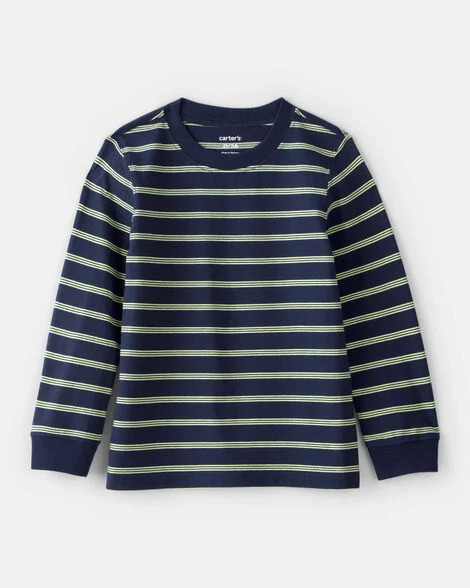 Carter's Toddler Boys Boy Striped Long-Sleeve T-Shirt - Navy/Green 4T Navy | Carter's Inc