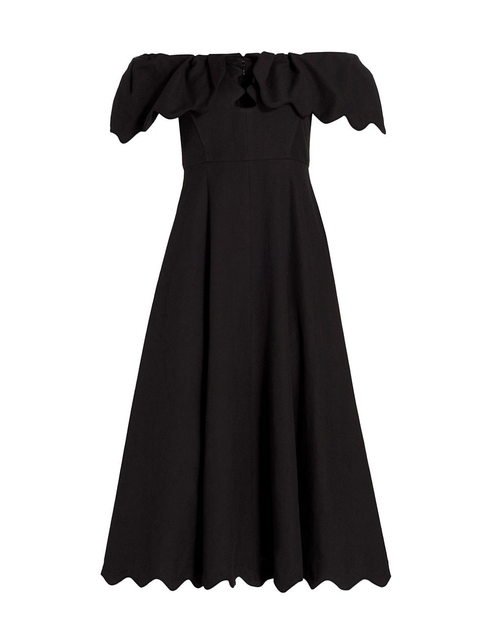 Leona Stretch Cotton Scalloped Midi-Dress | Saks Fifth Avenue