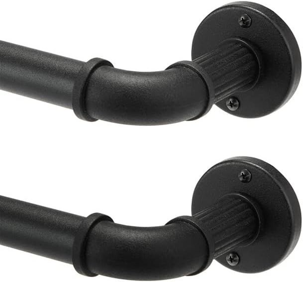 Wayolte 1" curtain rod(Set of 2) 72 to 144 " (6-12Ft)Curtain Rod for Windows ,Black Curtain Rods,Ind | Amazon (US)