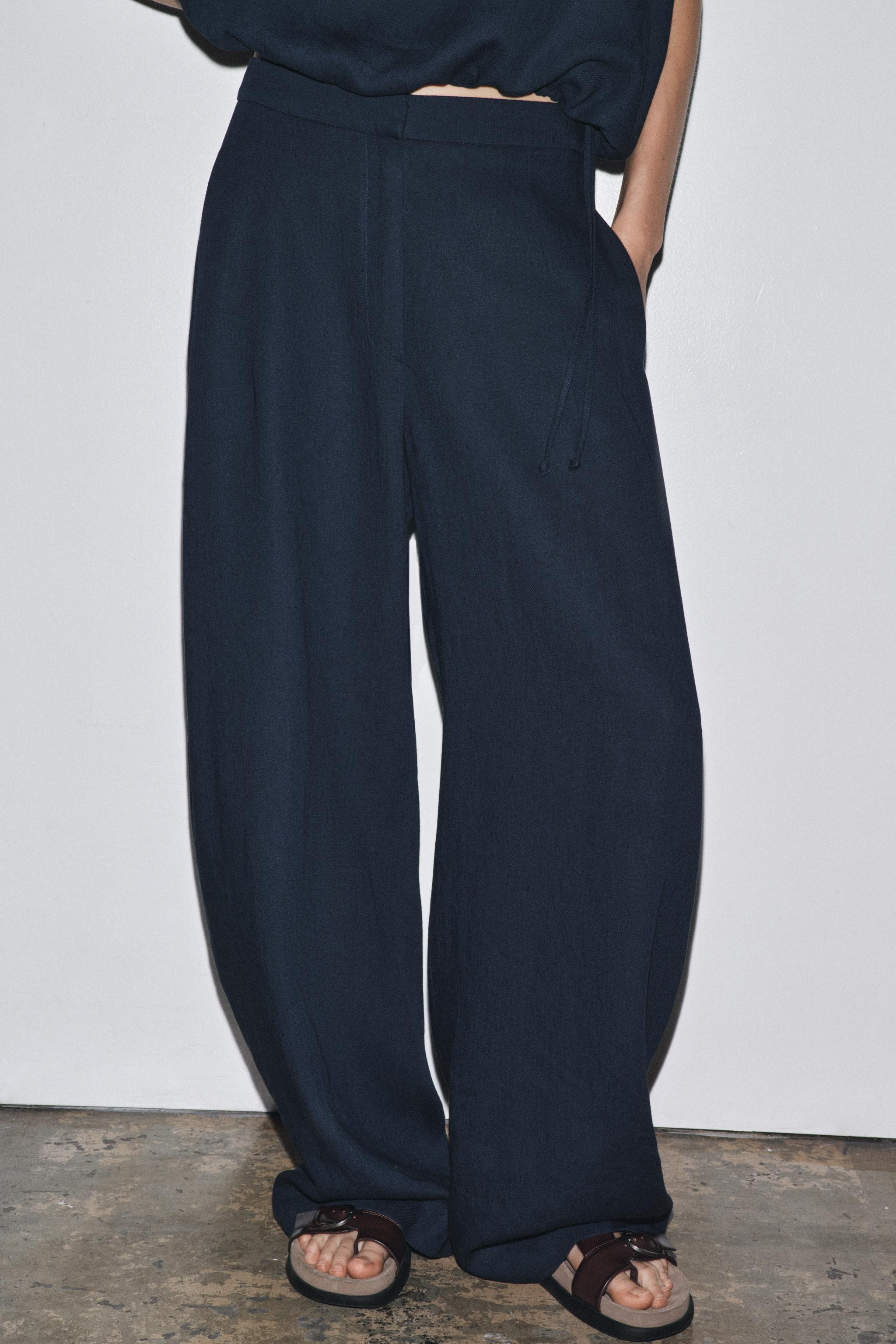 ZW COLLECTION LINEN BALLOON TROUSERS | Zara US